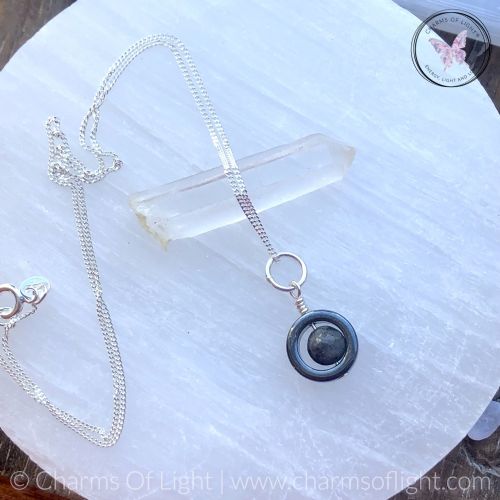 Hematite Gemstone Fidget Necklace (Larvikite)